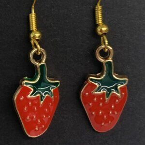 Strawberry Earring, Fruit Earring, Funny Food Earring, Berry Earring, Gift Idea